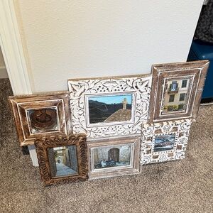 Source Unknown Vintage Brown and White Picture Frame Set.  Real wood.  Very nice